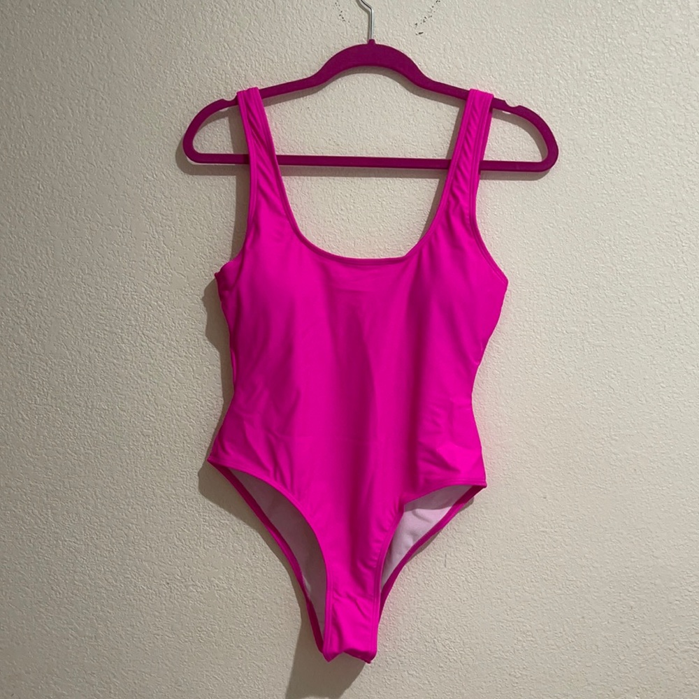Hot pink one piece bathing suit
